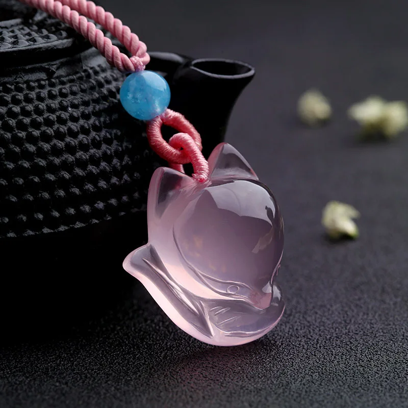 Men Accessories Chain - 1PC Natural Pink Chalcedony agate Fox