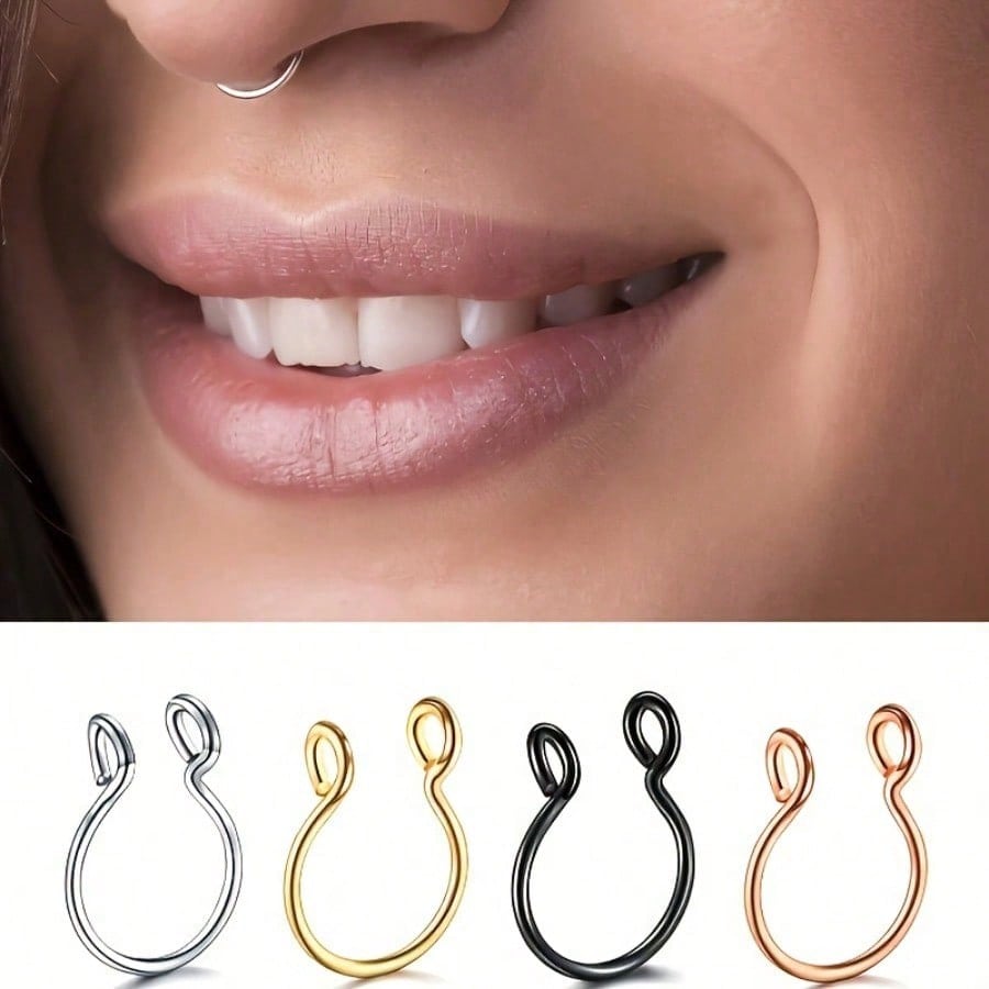 Men Accessories Ring - Multi-Color Nose Ring Hoop Non-Piercing Stainless