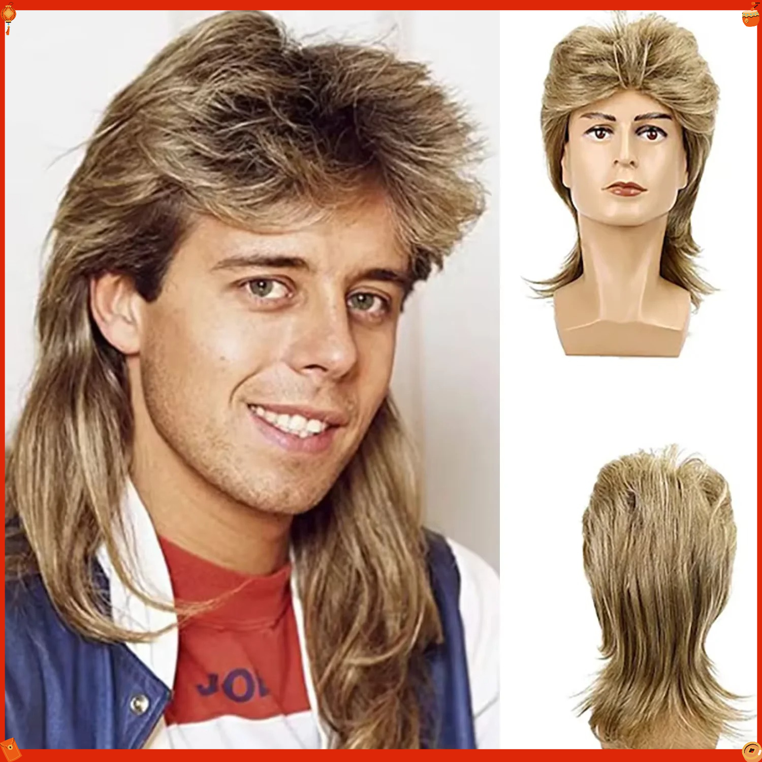 Men'S Accessories In The 80S - Synthetic Mullet Wig for Men 70s