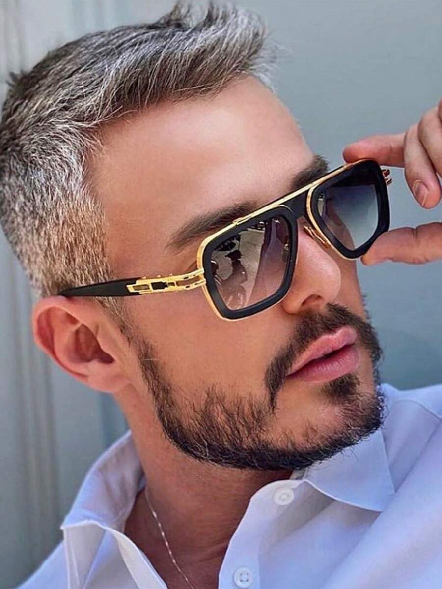 Mens Accessories Style - 1pc Men's Double Beam Fashion Glasses,