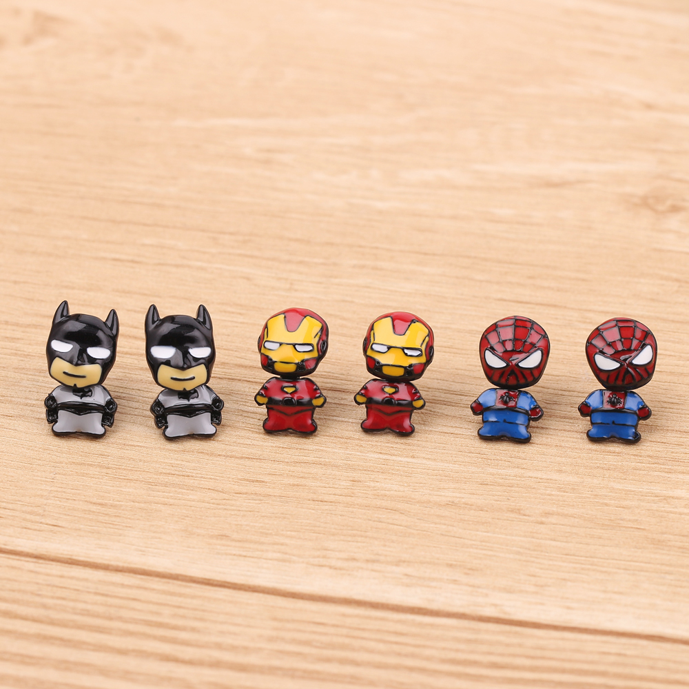Men Accessories Earrings - Superhero Spider Man Iron Man Detachable