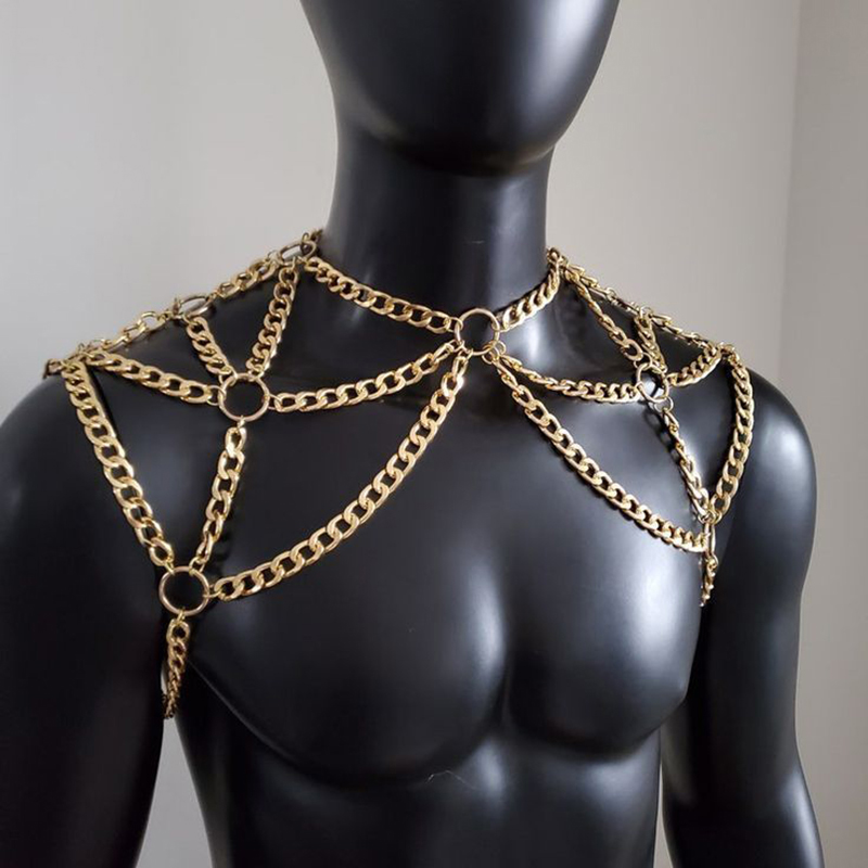 Men Accessories Chain - Punk Men Shoulder Body Chain Back