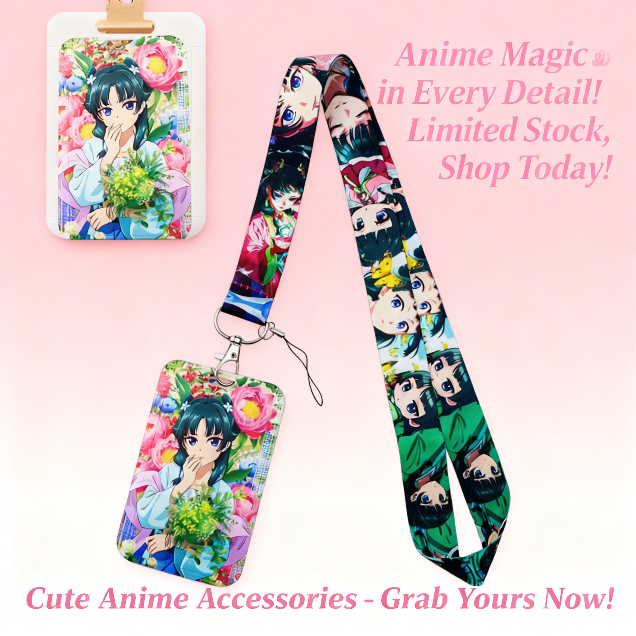 Men'S Accessories Holder - Cute Anime Girl Lanyard Neck Strap