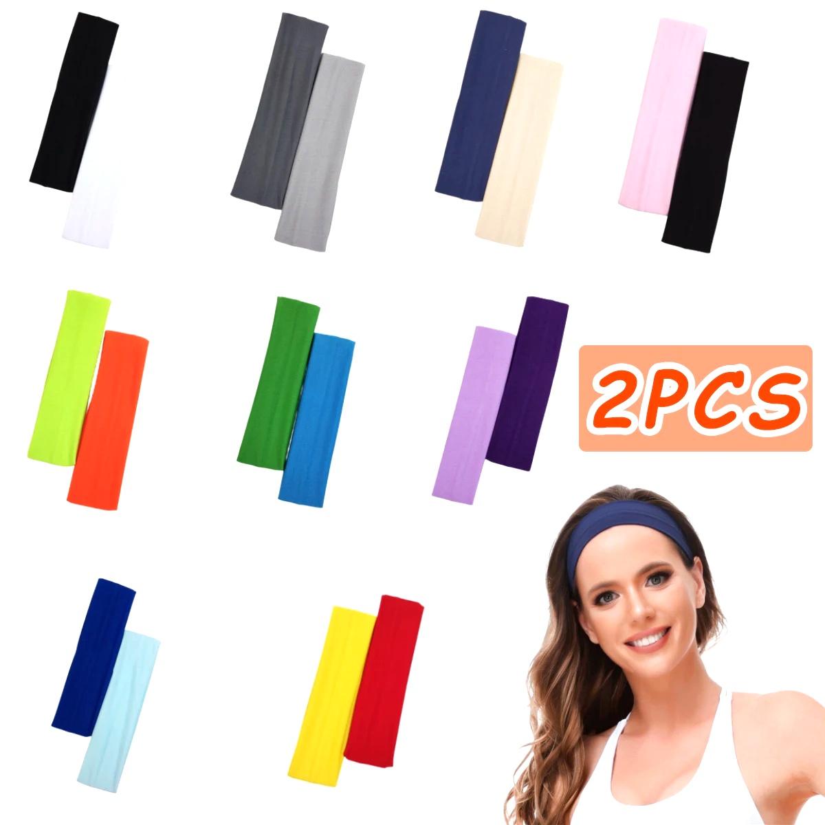 Men'S Yoga Accessories - 2PCS/Set Sports Yoga Hair Band Solid