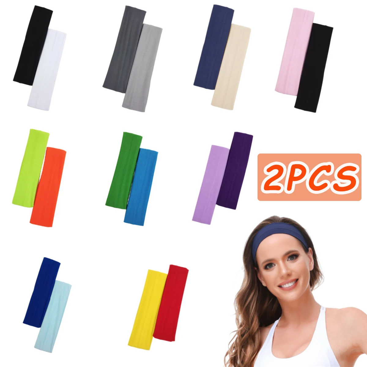 Men'S Yoga Accessories - 2PCS/Set Sports Yoga Hair Band Solid