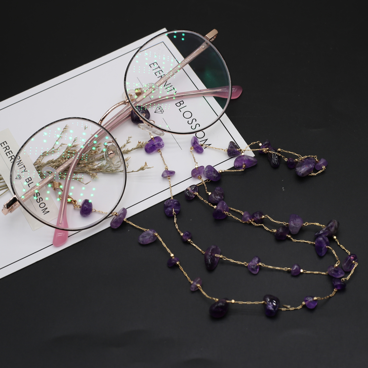 Natural Amethyst Stone Beaded  - огляд і ціна Men Accessories Chain