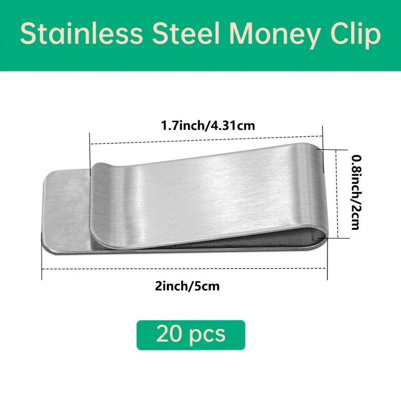 20PCS Stainless Steel Silver S - огляд і ціна Money Clip Slim