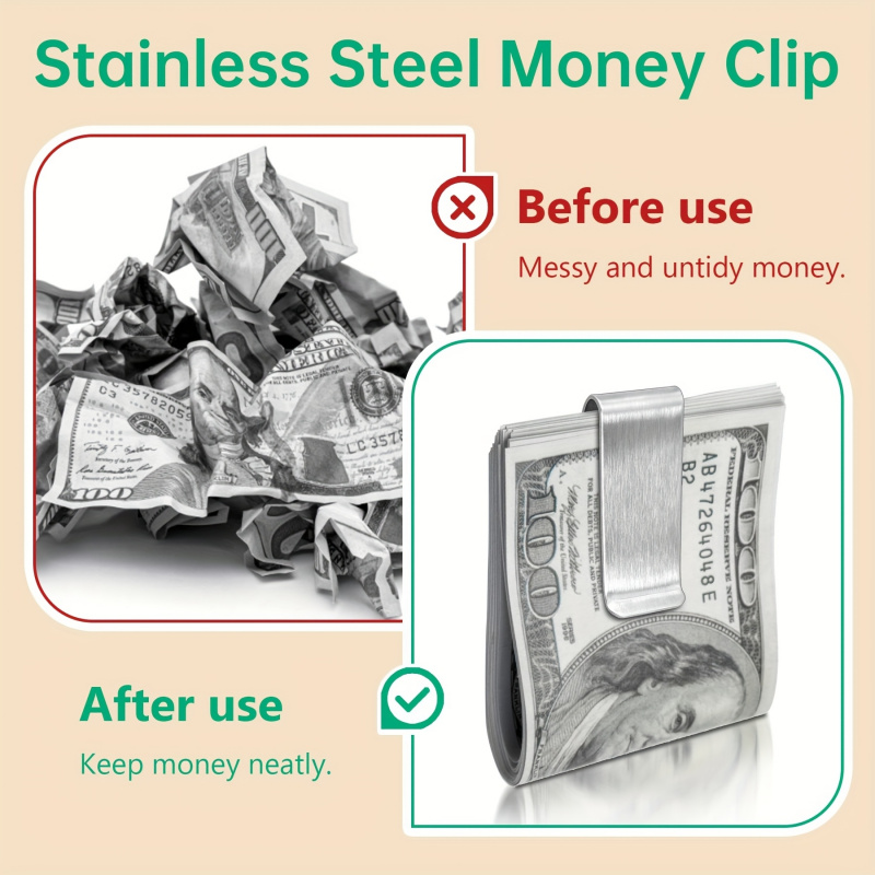20PCS Stainless Steel Silver S - огляд і ціна Money Clip Slim