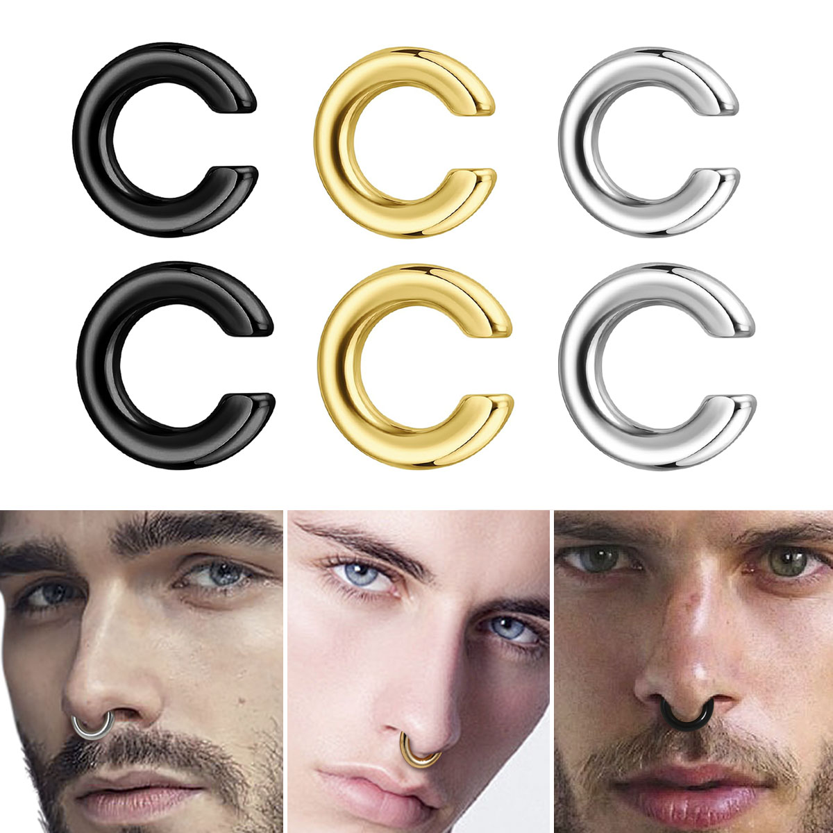 1pc Exaggerated c-Shaped Non-P - огляд і ціна Men Accessories Earrings