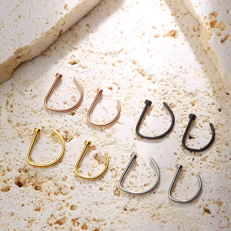 Nose Ring Screw Hoop Hypoaller - огляд і ціна Men Accessories Earrings